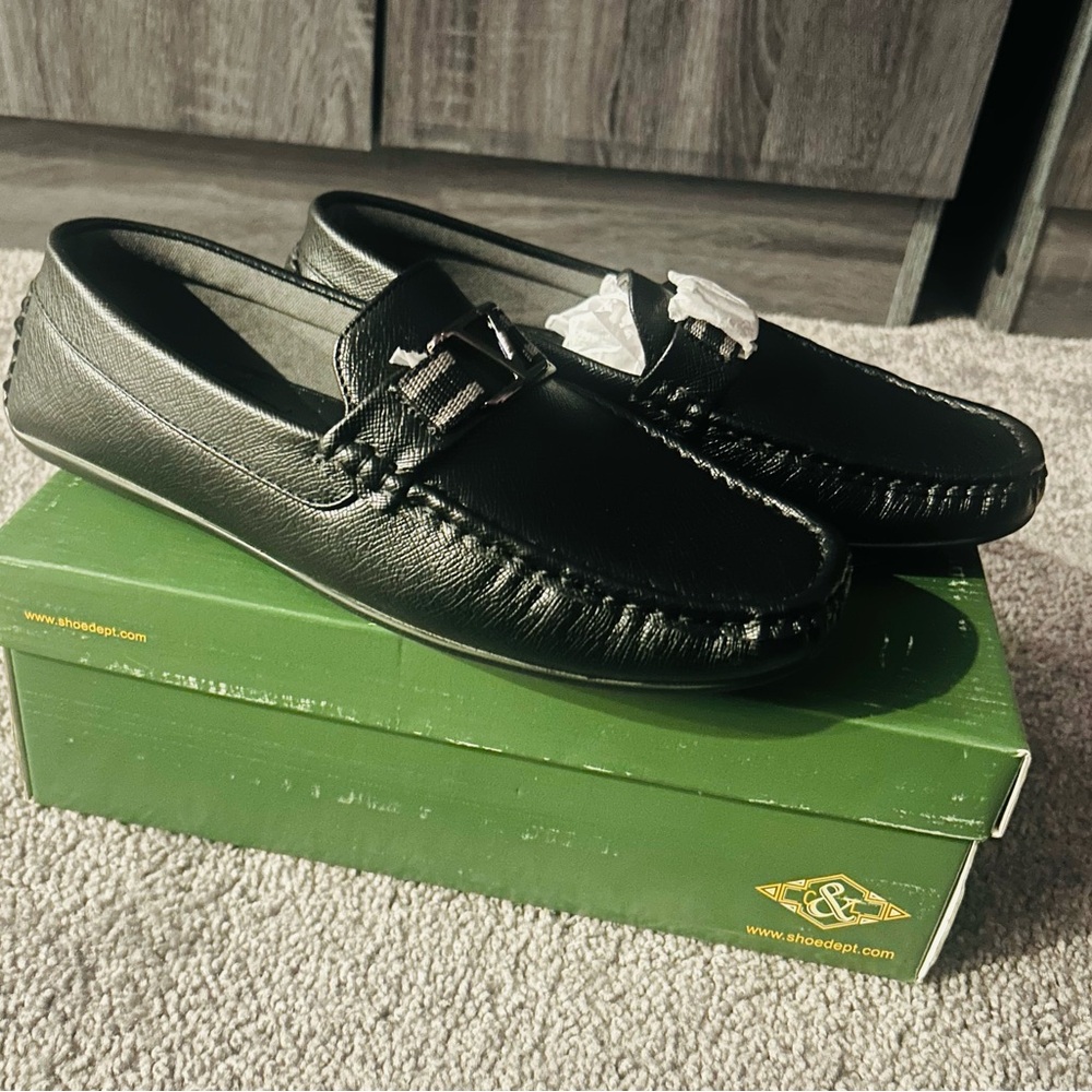 Classic Black Leather Slip-On Loafers (Never worn)